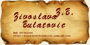 Živoslava Bulatović vizit kartica